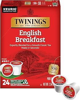Twinings English Breakfast Black Tea K-Cup Pods for Keurig, 24 Count (Pack of 1), Smooth, Flavourful, Robust, Caffeinated, Enjoy Hot or Iced