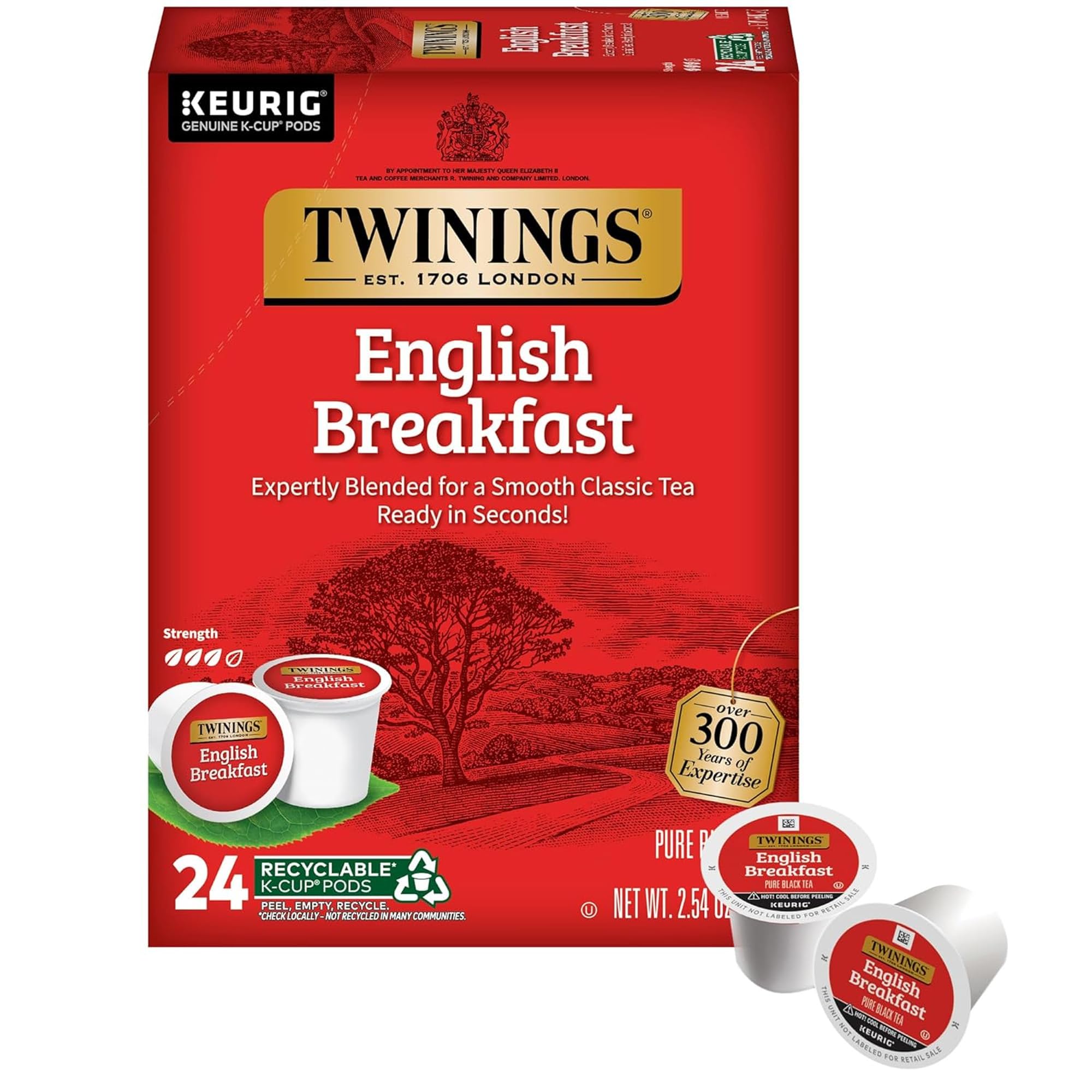 Twinings English Breakfast Black Tea K-Cup Pods for Keurig, 24 Count (Pack of 1)
