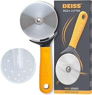 Deiss Pro Heavy Duty Pizza Cutter with Wheel Slicer- Stainless Steel Sharp Smooth Pizza Cutter Wheel with Easy Grip Non-Slip Handle, Dishwasher Safe