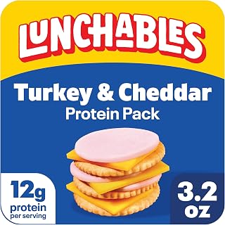 Lunchables, Protein Pack, Turkey & Cheddar, 3.2 oz Pack | 12g Protein per Serving, No Prep Needed, Convenient Grab-and-Go Lunch & Protein Snacks for Kids, One Serving Tray