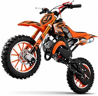 YAZTOR 50cc Gas Dirt Bike for Kids 8-14, 2-Stroke Engine Mini Dirt Bike & Pit Bike, Dual Disc Brakes, Pull Start, 10 Inch Off-Road Tires, 25MPH Youth Motocross, Orange
