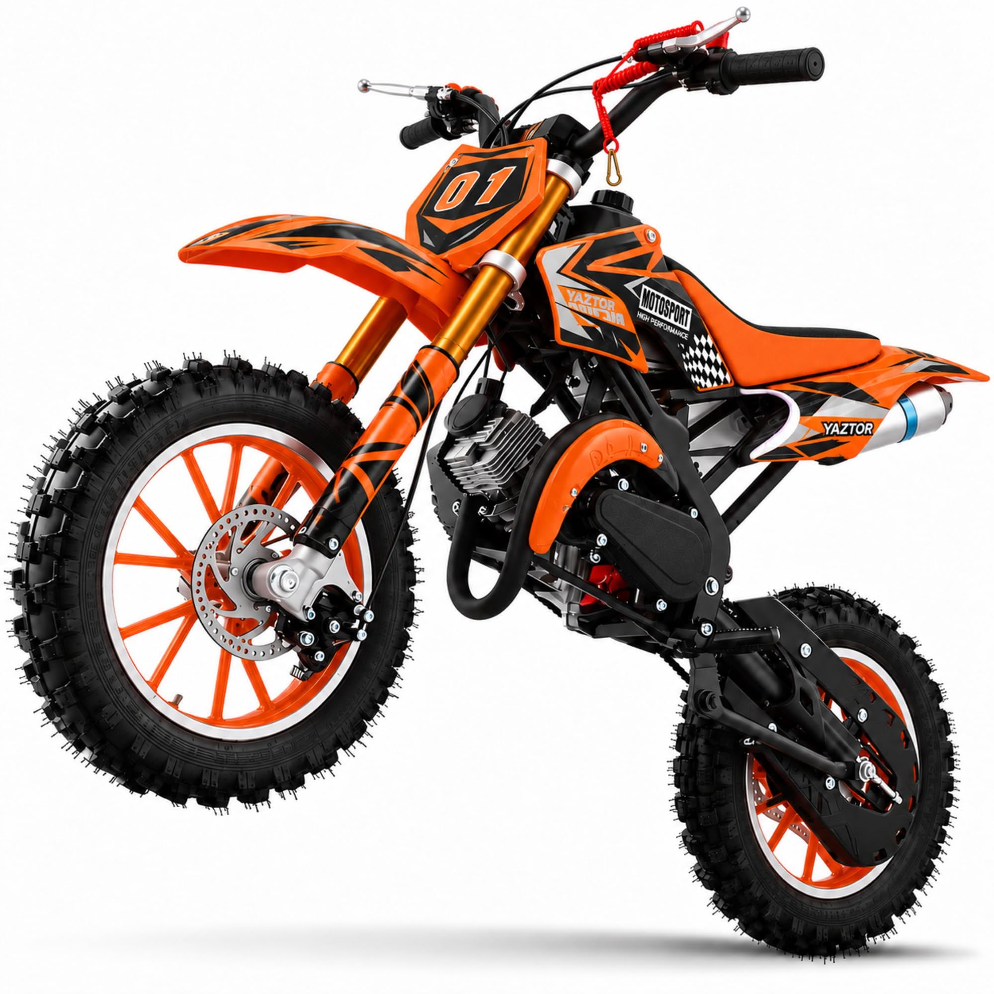 YAZTOR 50cc Gas Dirt Bike for Kids 8-14, 2-Stroke Engine Mini Dirt Bike & Pit Bi