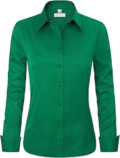 siliteelon Chemise rayée boutonnée à manches 3/4 pour femme