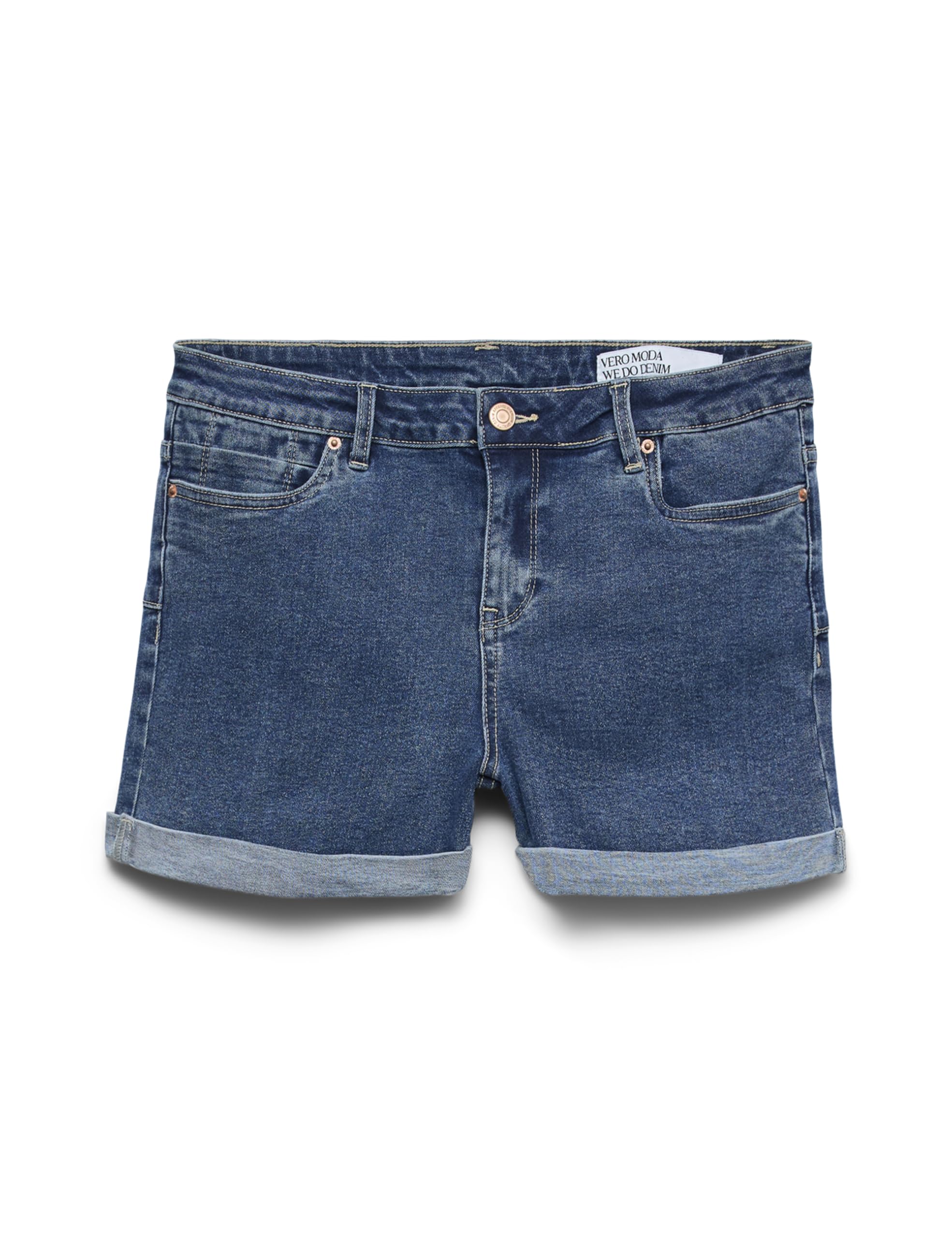 VERO MODA Rolled Hem Denim Shorts with Pockets