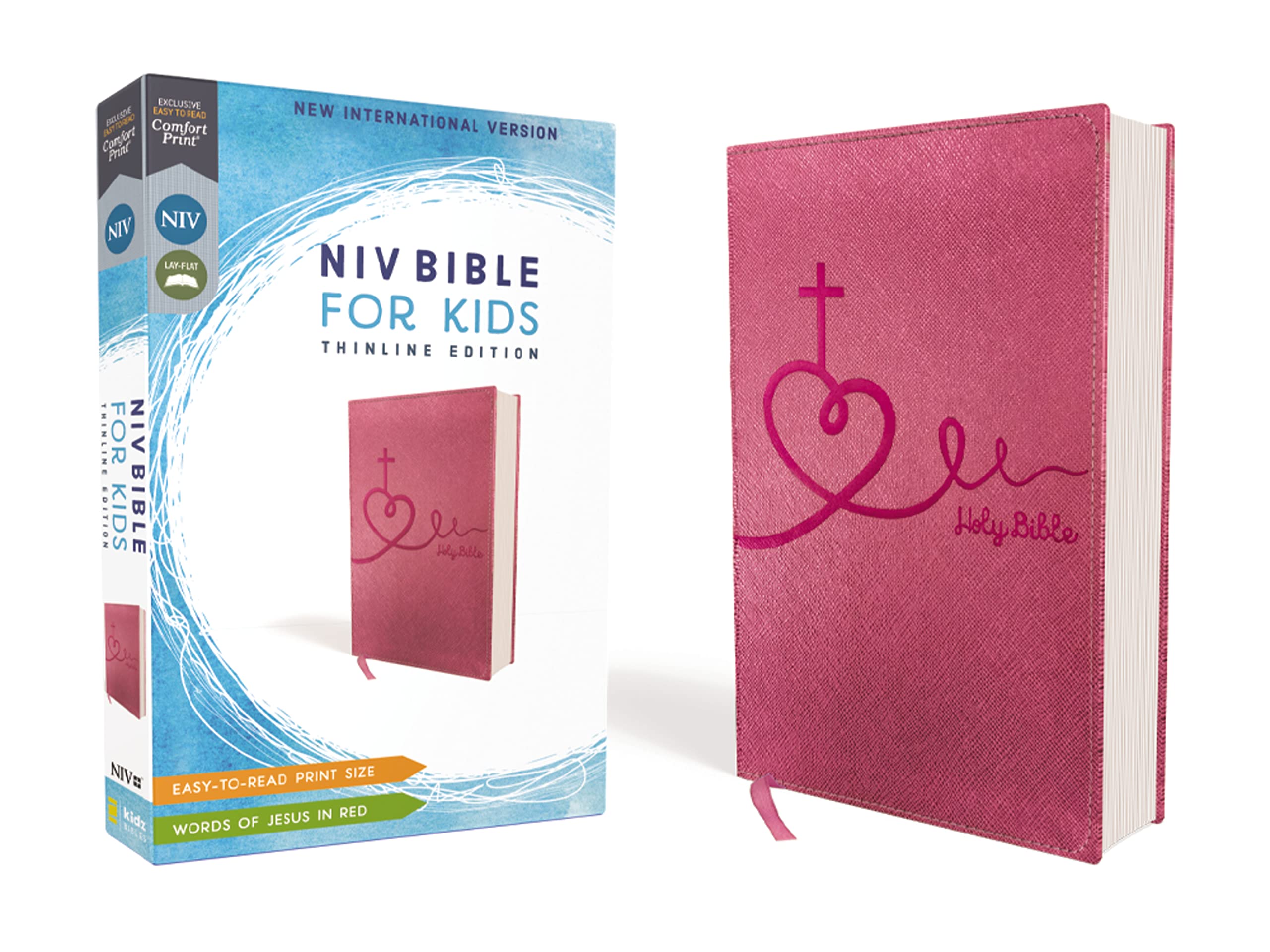 NIV, Bible for Kids, Leathersoft, Pink, Red Letter, Comfort Print: Thinline Edit