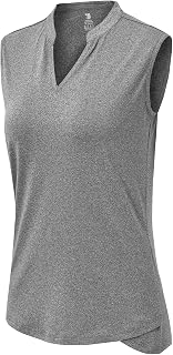 BASUDAM Women's Sleeveless Golf Shirts V-Neck Quick Dry Collarless Polo
