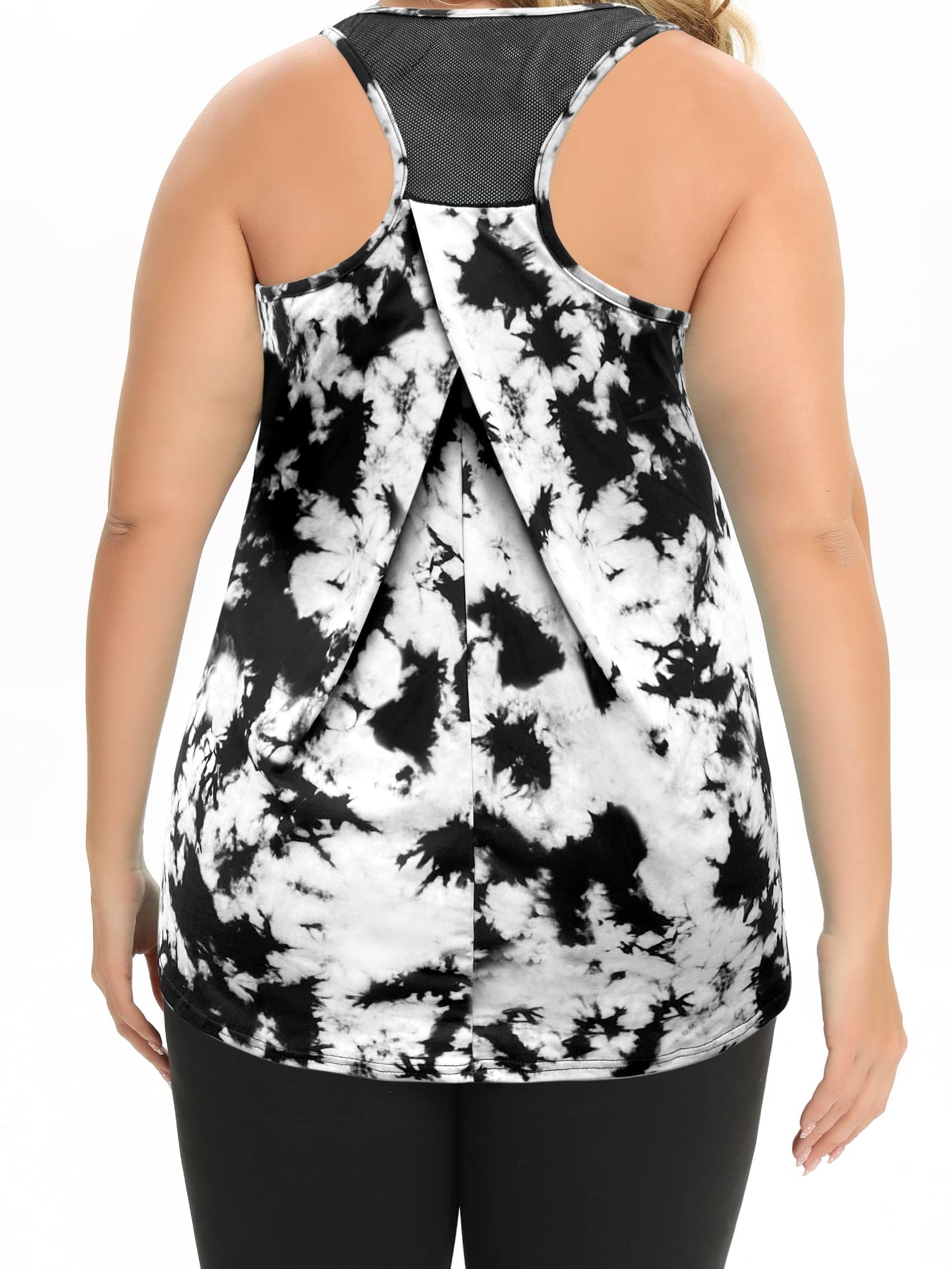 FOREYOND Plus Size Athletic Workout Tank Tops Racerback for Women Loose