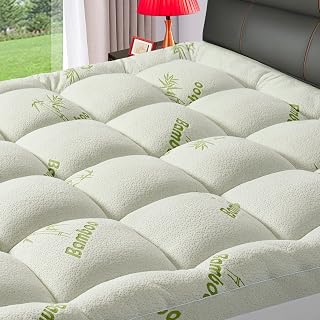 Premium Bamboo Full/Double Size Mattress Topper for Back Pain, 1200 GSM Quilted Fitted Extra Thick Mattress Pad for Bed,Pillow Top Mattress Cover with Deep Pocket Up to 21 Inches（54 * 75inch）