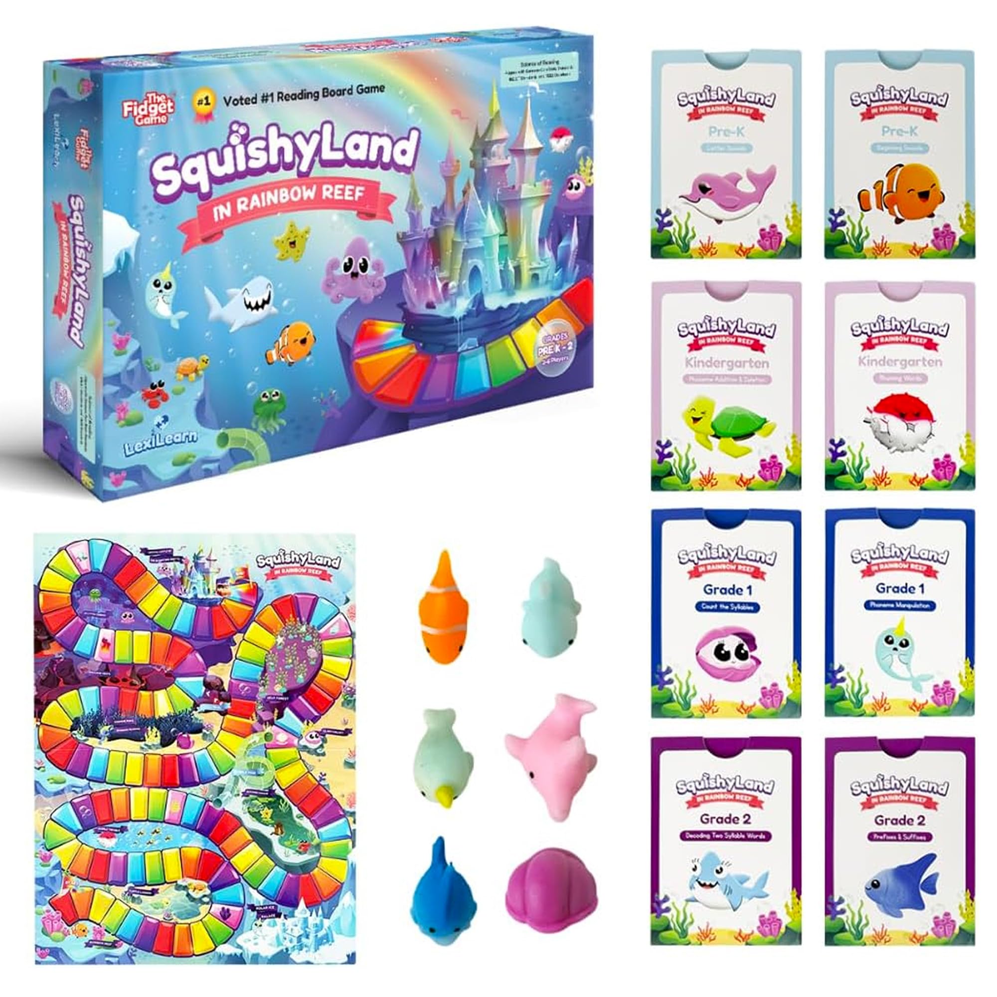 The Fidget Game SquishyLand in Rainbow Reef Board Game, Pre-K to 2nd Grade | Edu