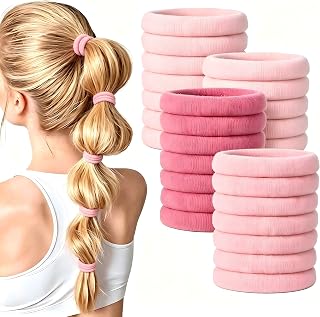 100 Pieces Hair Bands for Women, Seamless Rubber Bands for Thick and Thin Hair, No Wrinkle, Cotton No Damage, Ponytail Elastics, Black, Brown