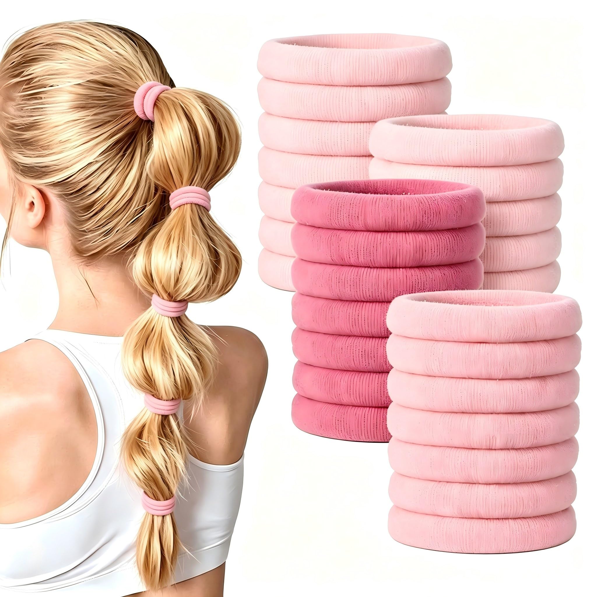 100 Pieces Hair Bands for Women, Seamless Rubber Bands for Thick and Thin Hair, 