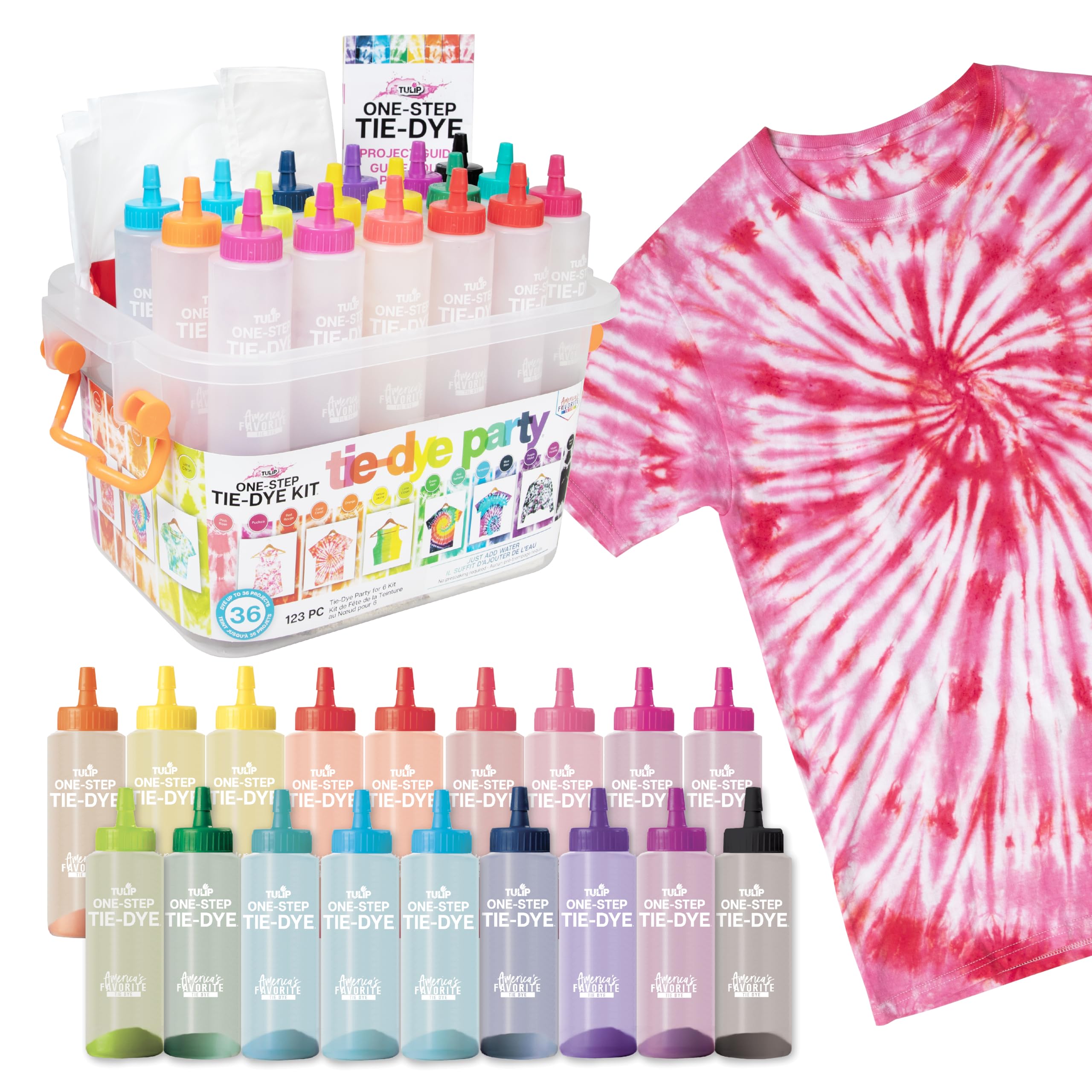 Tulip One-Step Tie Dye Party Kit, 18 Bottles, 14 Colors | 18 Prefilled 2.75 fl o