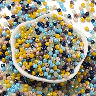 About 820pcs/60g 4mm Faceted Crystal Rondelle Beads Assorted Crystal Glass Beads Spacer Loose Beads for DIY Bracelet Necklace Making