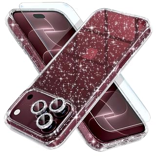 Choiche for iPhone 18 Pro Max Case Clear Women Girly (Glitter Clear) | Cute Glitter Bling Sparkly Phone Case, [3 x Diamond Camera Lens Protectors] [2 x Tempered Glass Screen Protectors] 6.9-inch