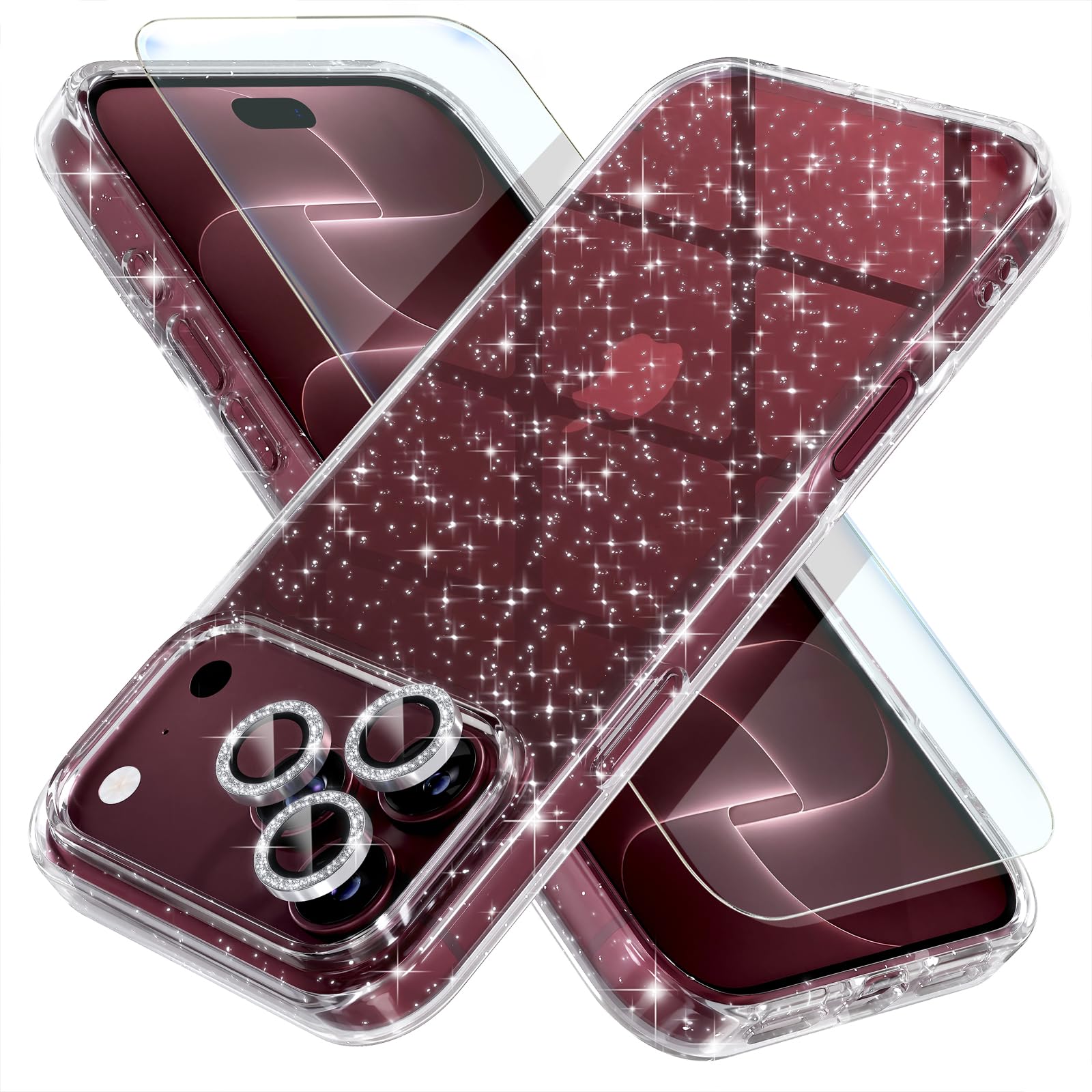 Choiche for iPhone 18 Pro Max Case Clear Women Girly (Glitter Clear) | Cute Glit