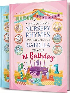First Birthday Personalised Keepsake Book of Classic Nursery Rhymes Custom Made for Baby. 1st Milestone