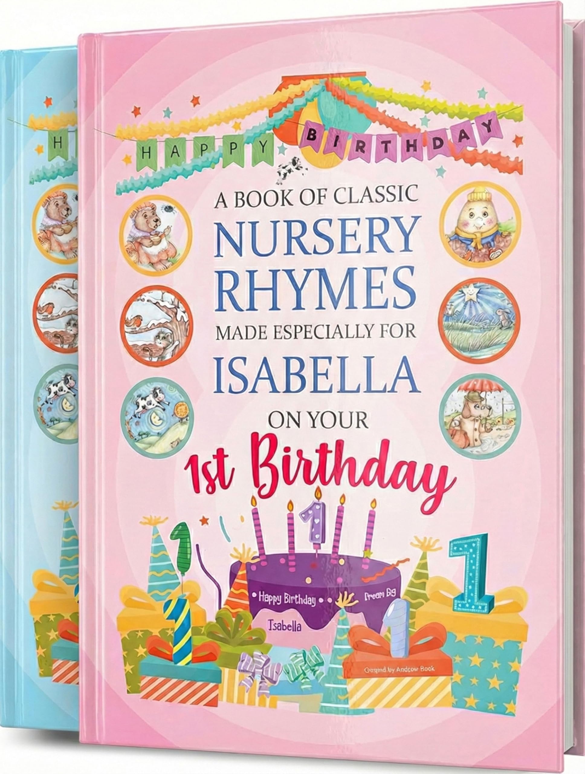 First Birthday Personalised Keepsake Book of Classic Nursery Rhymes Custom Made 