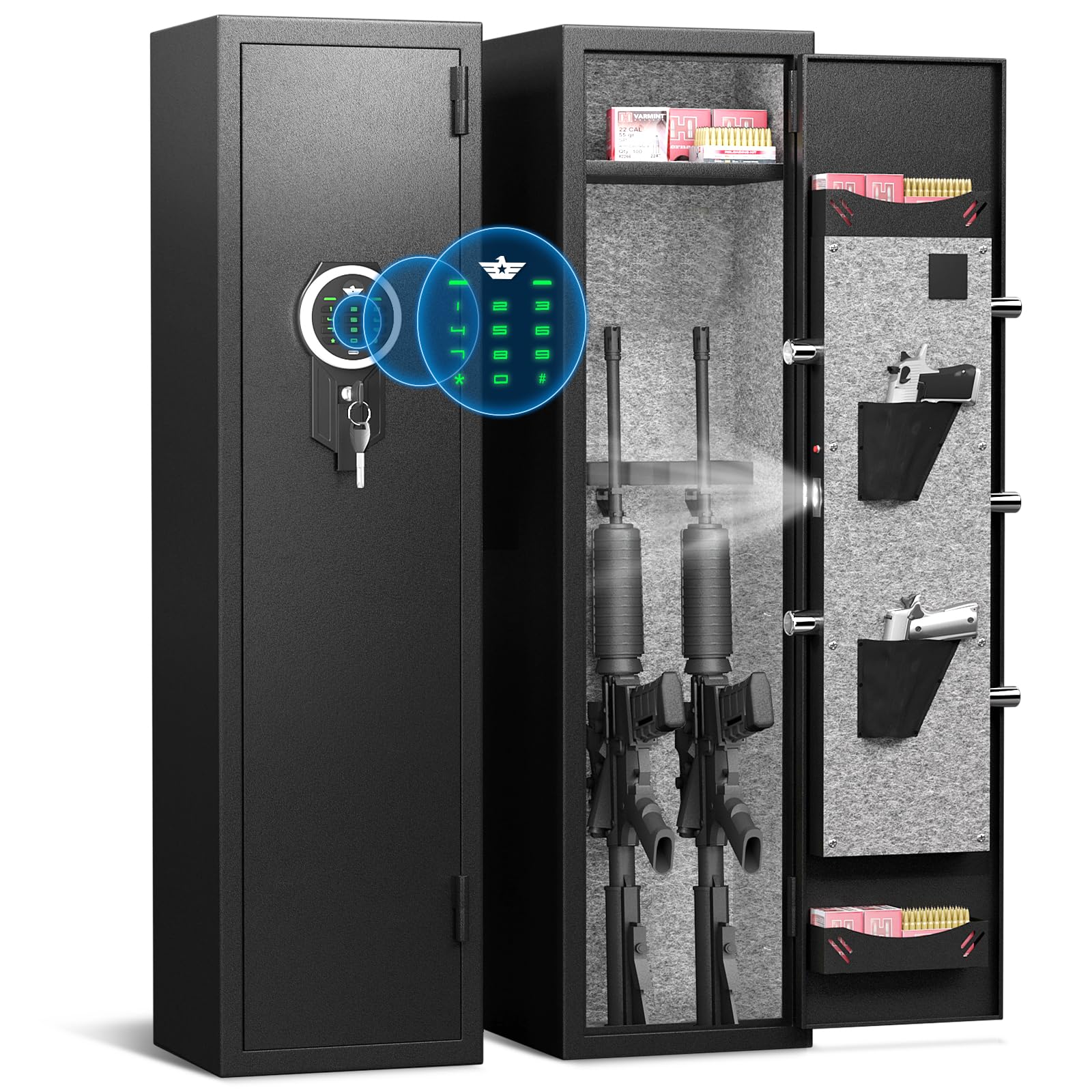 Riflevault Digital Gun Safe for Home Rifles and Shotguns, 2-3 Gun Cabinet with Q