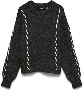 VERO MODA Vmilina LS O-Neck Handstitch Pullover Sweater for Women