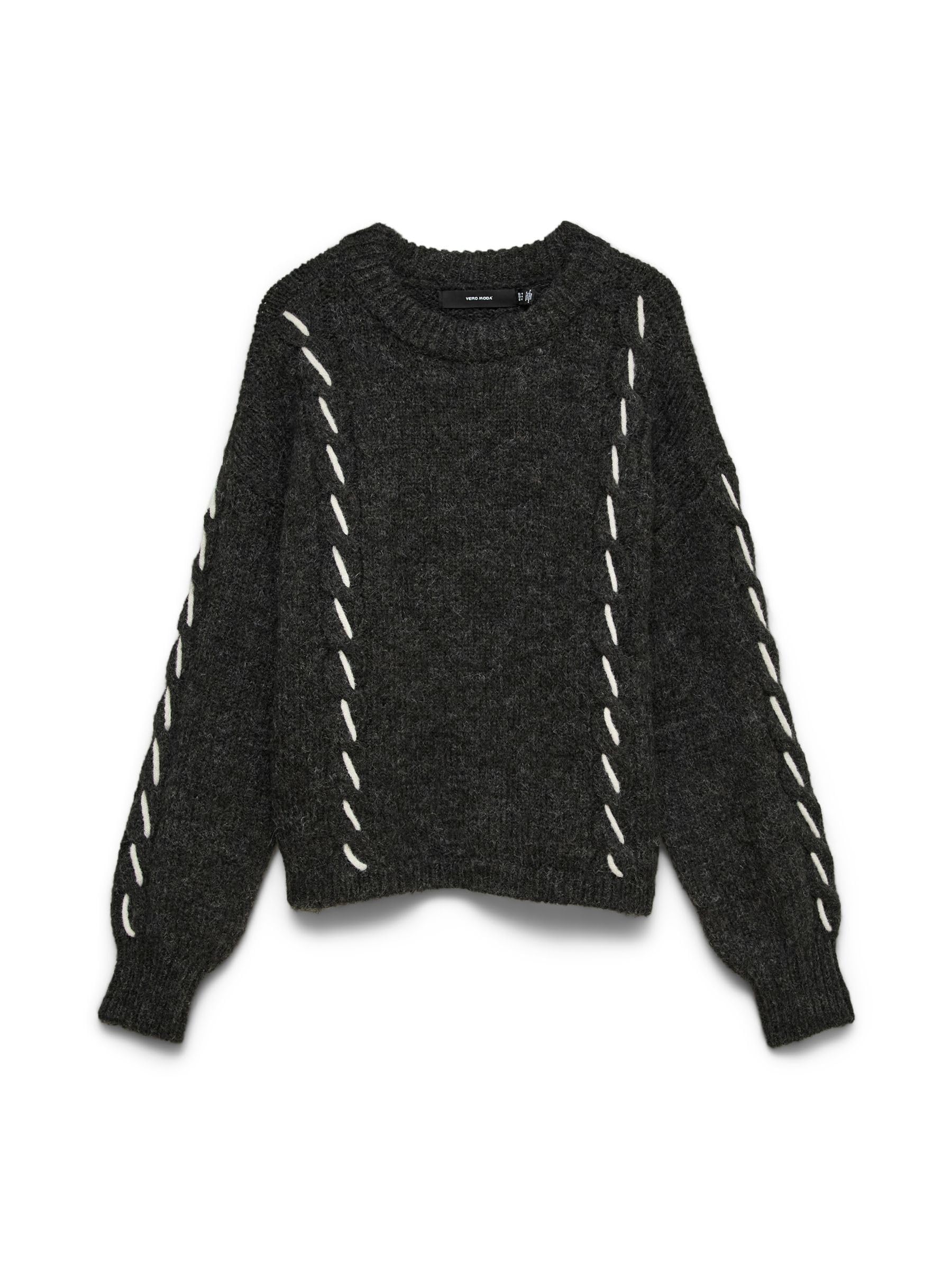 VERO MODA Vmilina LS O-Neck Handstitch Pullover Sweater for Women