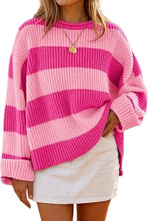 Simier Fariry Womens Fall Winter Long Sleeve Oversized Striped Sweater