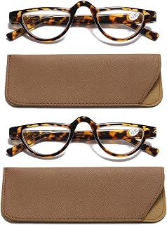 Hubeye Half‑Moon Reading Glasses Lightweight Retro Reader Spring Hinge 3.00