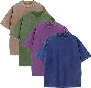 KEEPSHOWING Mens Oversized T Shirts Acid Wash Loose Fit Vintage Washed Tee Shirt Short Sleeve Streetwear Casual T-Shirts