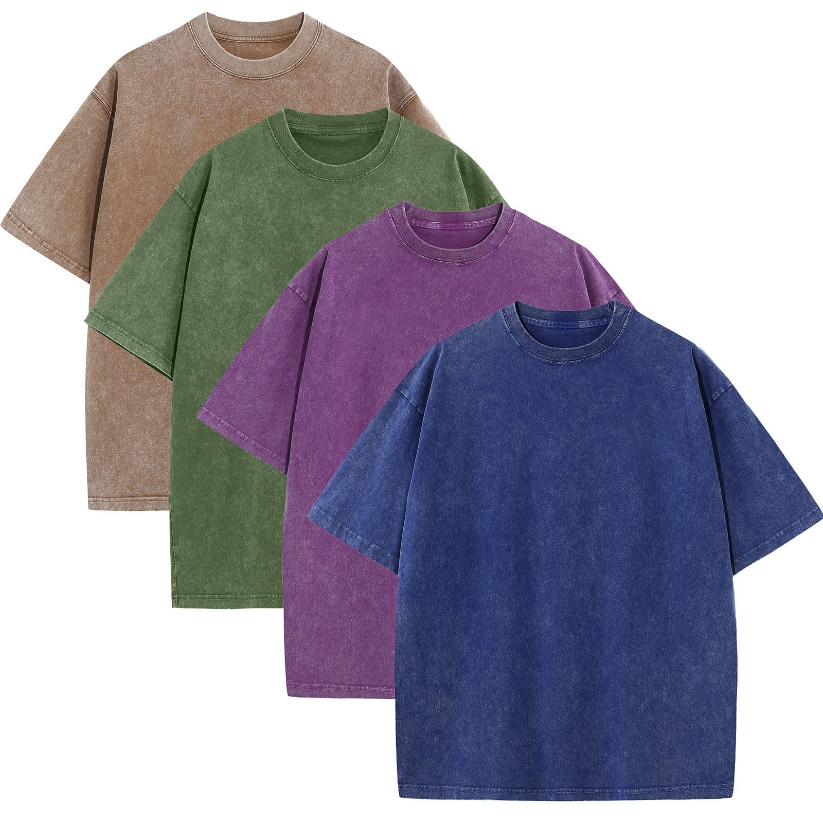 KEEPSHOWING Mens Oversized T Shirts Acid Wash Loose Fit Vintage Washed Tee Shirt