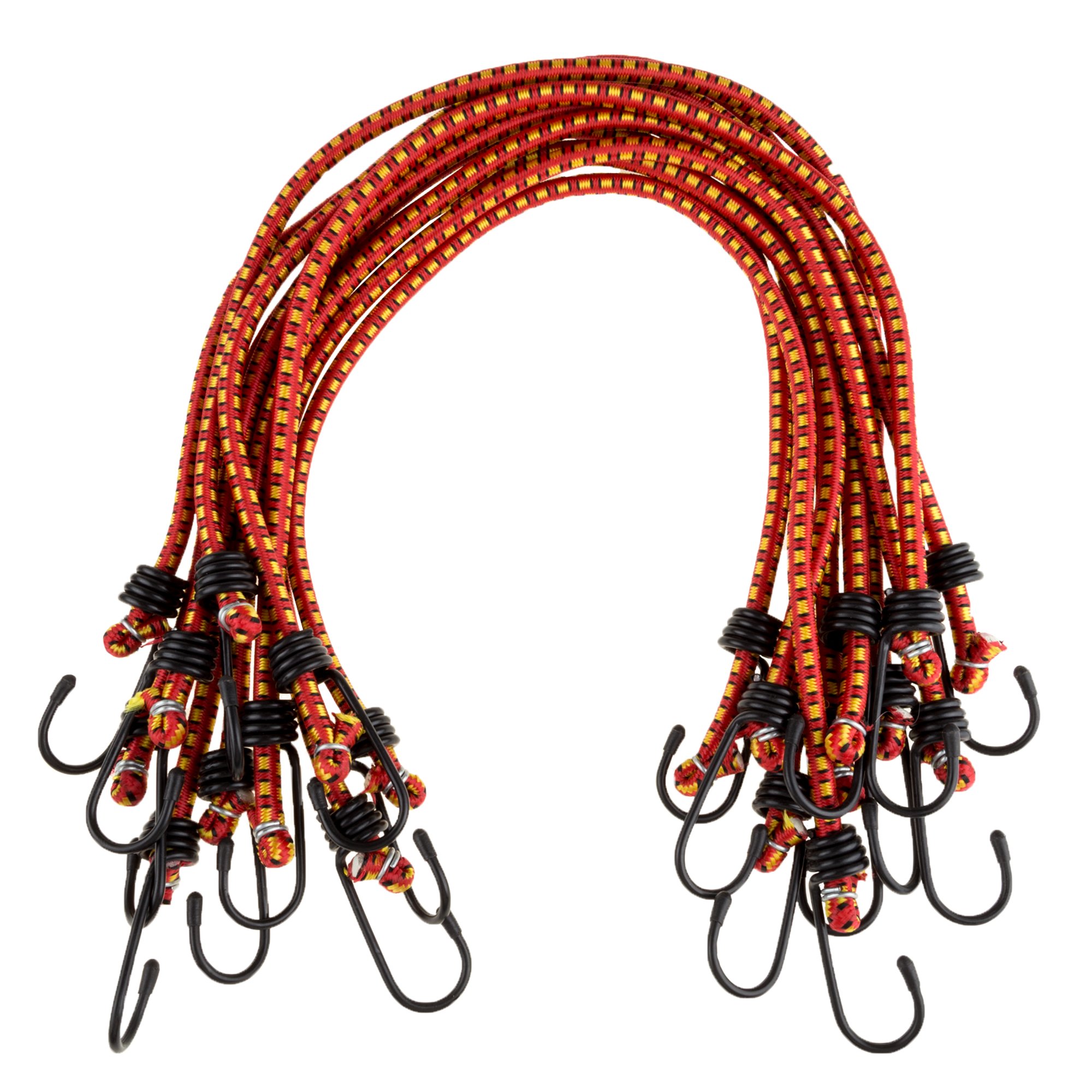 Stalwart Bungee Cords with Hooks, 24-Inch, 10-Pack | Heavy-Duty Bungees with Vin
