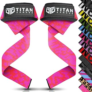 Titan Armour® Weight Lifting Straps | Extra-Long Neoprene Padded Heavy-Duty Weightlifting Straps | Deadlifts | Anti-Slip Gel Option | Gym Accessories