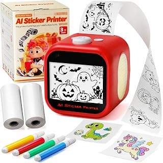 AI Sticker Maker for Kids, Voice‑to‑Sticker Printer Box with Touchscreen | No App Required, AI Sticker Printer Box Direct WiFi, Inkless Portable Printing for DIY/Doodles/Birthday Gift for Boys & Girls