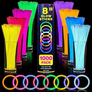 YixangDD 1000 Pcs 8 Inch Glow Sticks Bulk Party Pack with Connectors | Glow Sticks for Kids, Glow Bracelets, Necklaces, Concerts, Birthdays, Glow in the Dark Party Supplies