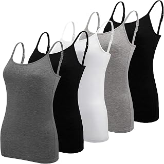 BQTQ 5 Pcs Women's Camisole Tank Tops Spaghetti Strap Basic Undershirts