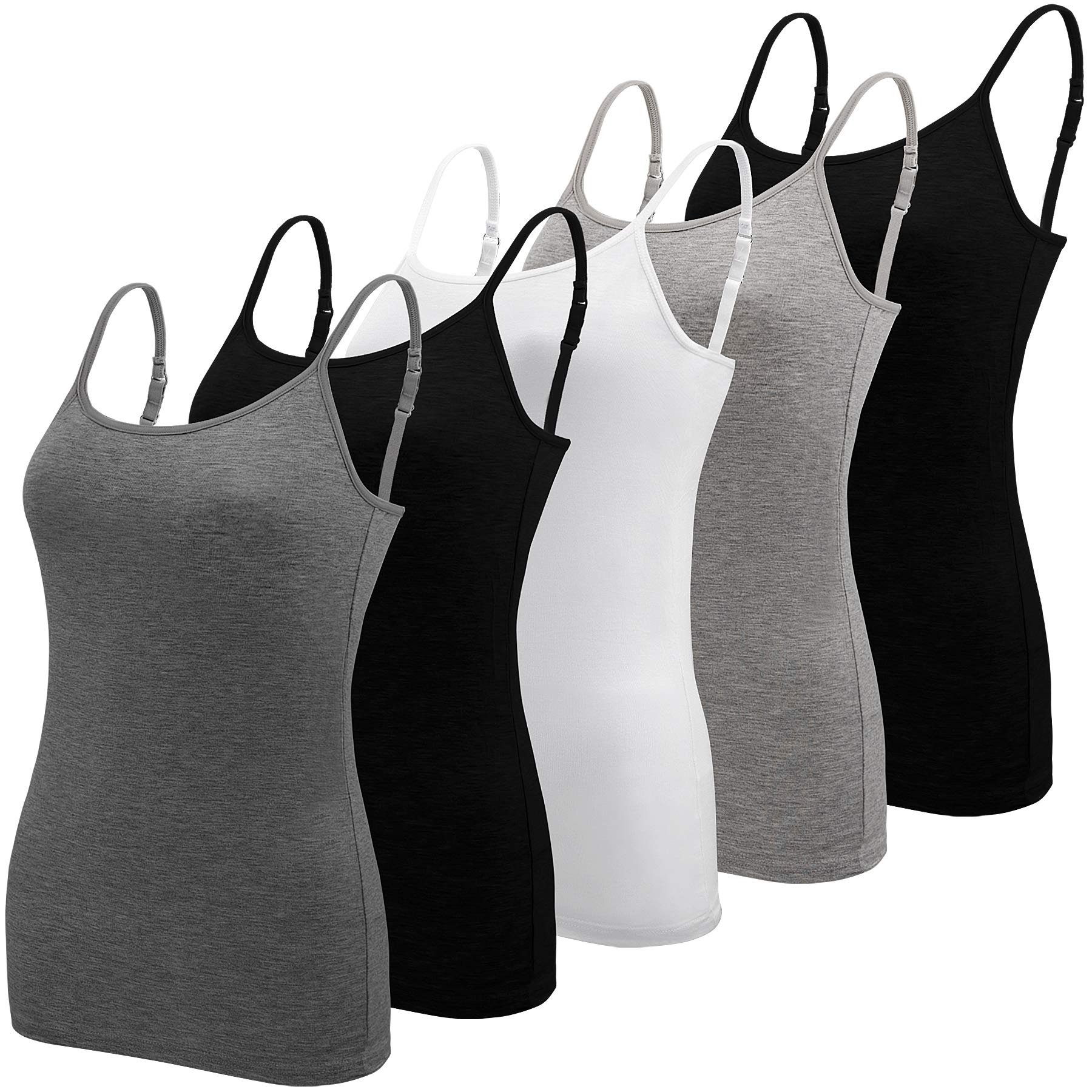 BQTQ 5 Pcs Women's Camisole Tank Tops Spaghetti Strap Basic Undershirts