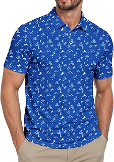 ZITY Golf Shirts for Men Short Sleeve Print Polo Shirt Moisture Wicking Regular Fit Casual Beach Polo
