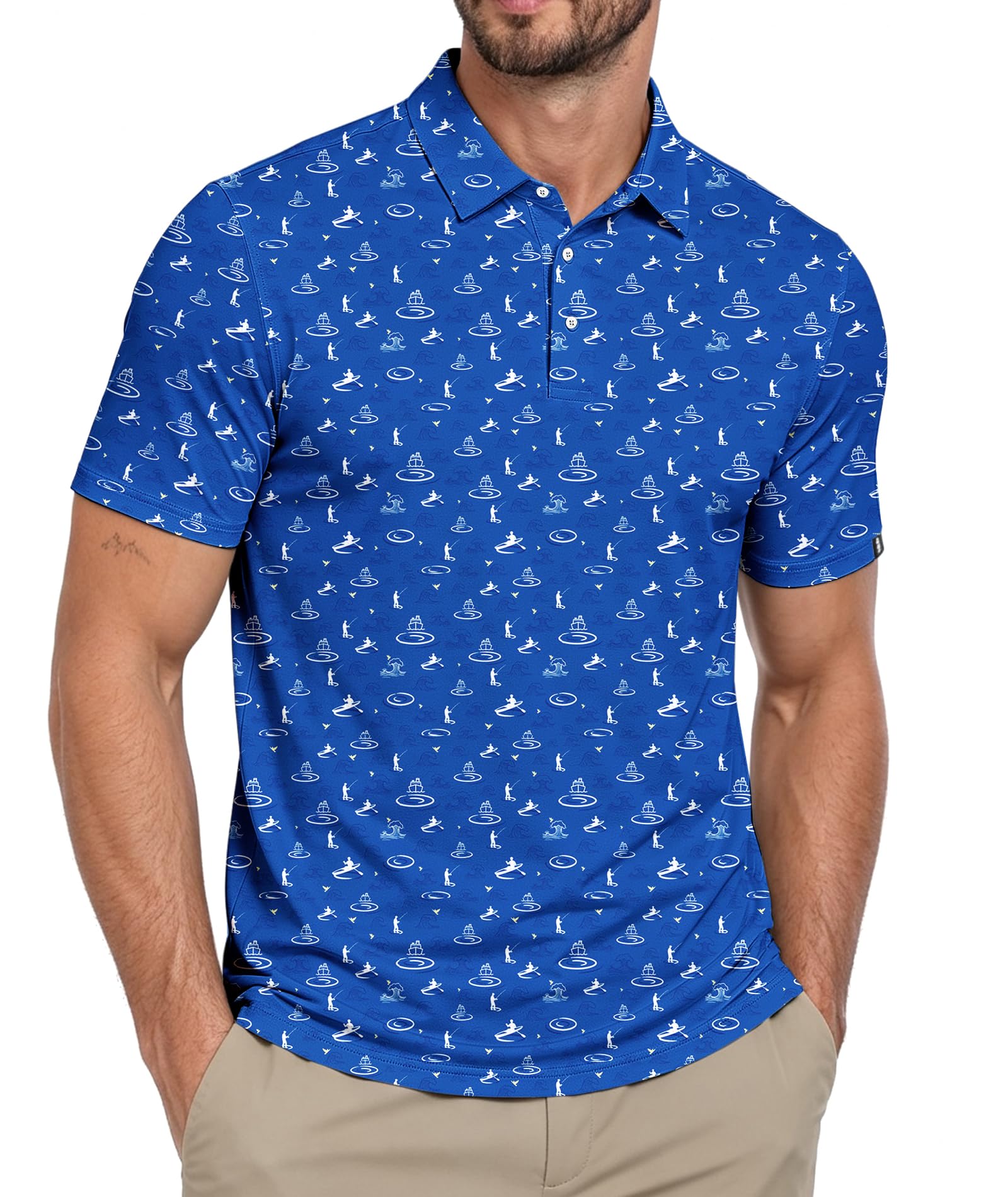 ZITY Golf Shirts for Men Short Sleeve Print Polo Shirt Moisture Wicking Regular 