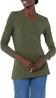 Amazon Essentials Women's Long Sleeve Round Neck T-Shirt, Classic Cut (Available in Plus Size)