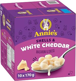ANNIE'S - VALUE PACK SIZE - MACARONI AND CHEESE Shells and White Cheddar, Pack of 10, 1.7 Kilogram Box, No Artificial Flavours or Synthetic Colours, Contains Real Cheese and Milk Ingredients