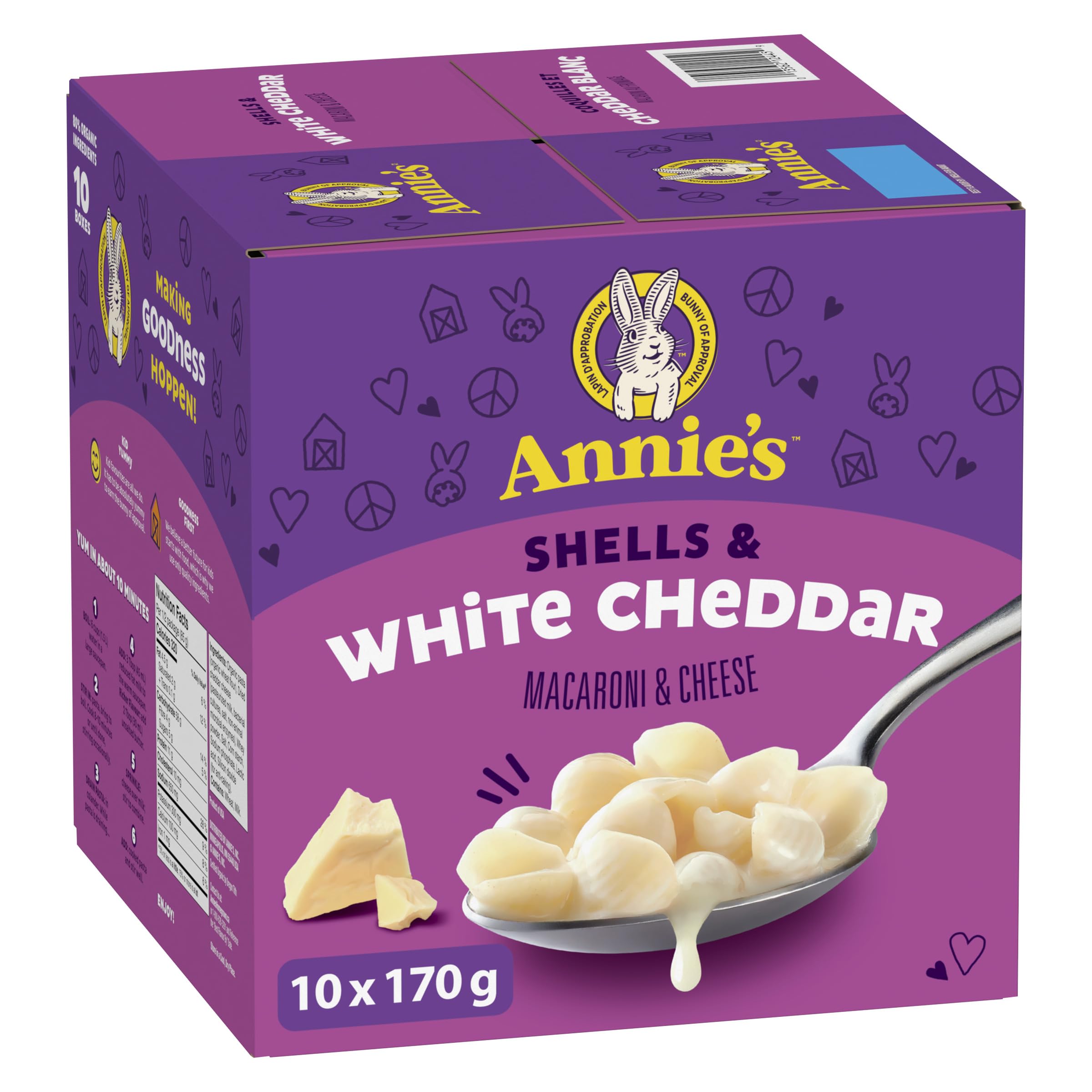 ANNIE'S - VALUE PACK SIZE - MACARONI AND CHEESE Shells and White Cheddar, Pack o