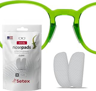 Setex Gecko Grip Ultra-Thin 0.6mm Anti Slip Eyeglass Nose Pads 5 Pair Clear | Each Non Slip Nose Pad Has 2,500 Gecko Inspired Micro Fibers, Secures Glasses in Wet, Sweaty and Oily Conditions, Made in USA