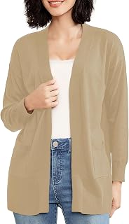 Women's Open Front Cardigan with Pockets Long Sleeve Knit Sweater
