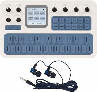 M-VAVE FM-1 FM Synthesizer, Portable Digital Synthesizer, Battery Powered Synthesizer with Sequencer, 6-Op FM, 32 Algorithms, 128 Presets, Built-in Speaker, 27 Keys, MIDI, Arpeggiator (FM-1 Blue)