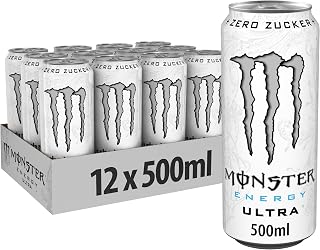 Monster Energy Monster Ultra Beverage 12 x 500 ml White PMP | Caffeinated energy drink with gentle citrus flavour - without sugar and without calories