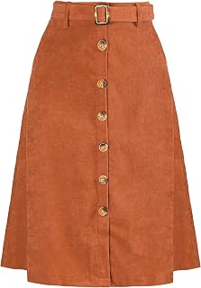 Allegra K Corduroy Women's Midi Skirt A-Line (Pack of 1)