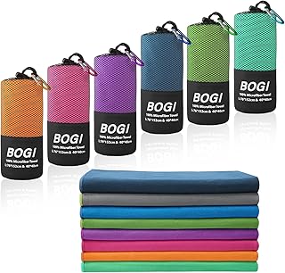 BOGI Microfibre Travel Towel - Quick Dry, Soft Lightweight Gym Towel, Super Absorbent & Ultra Compact for Beach, Sports, Swimming, Gym, Yoga, Camping, Hiking (L:152cmx76cm+40cmx40cm - Blue)