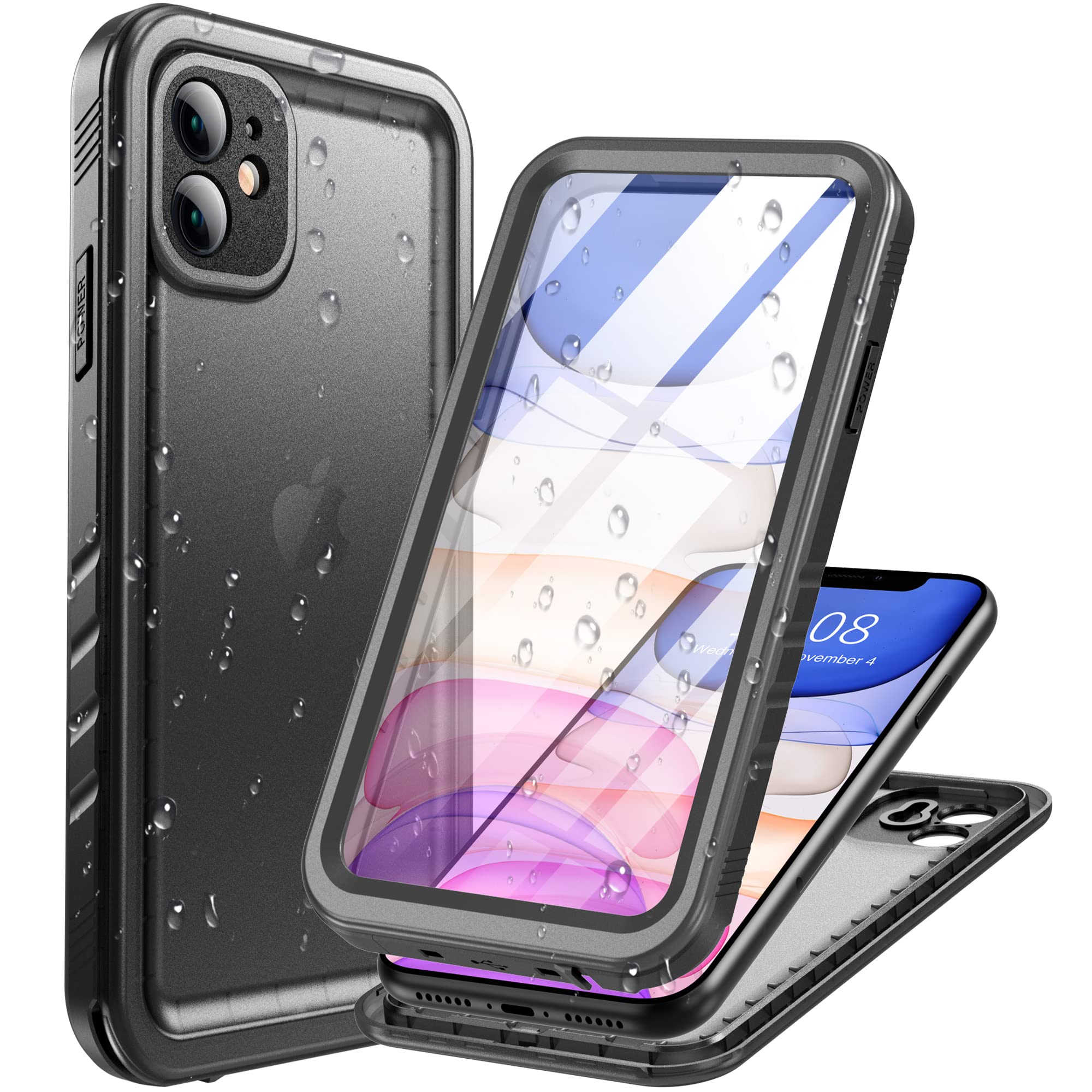 Cozycase for iPhone 11 Waterproof Case Military Heavy Duty Full Body Black