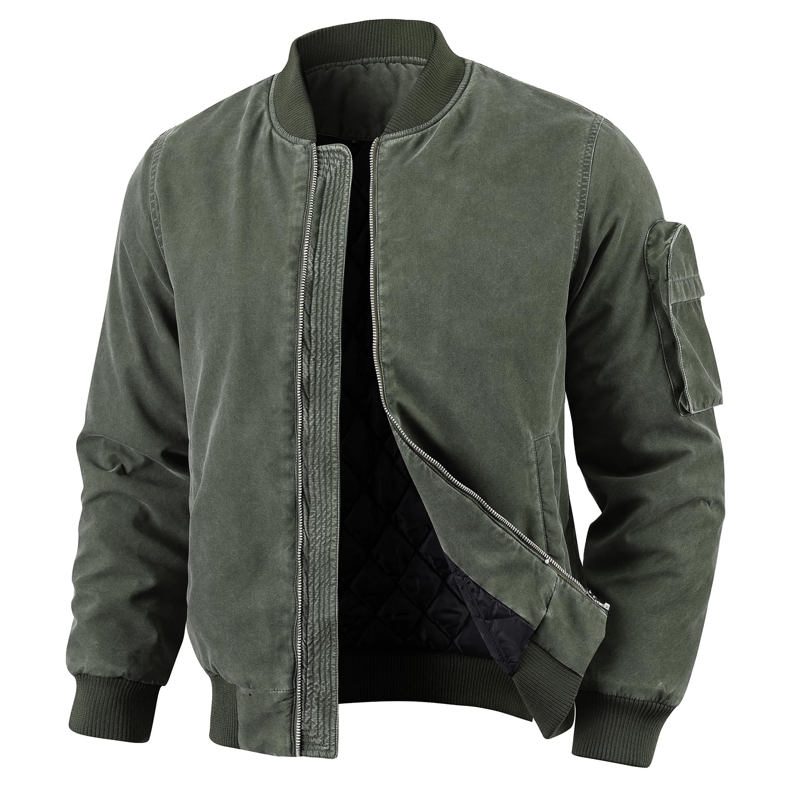 HOTIAN Winter Jacket Men's Warm Lined Jacket Bomber Jackets Winter Washed Quilte