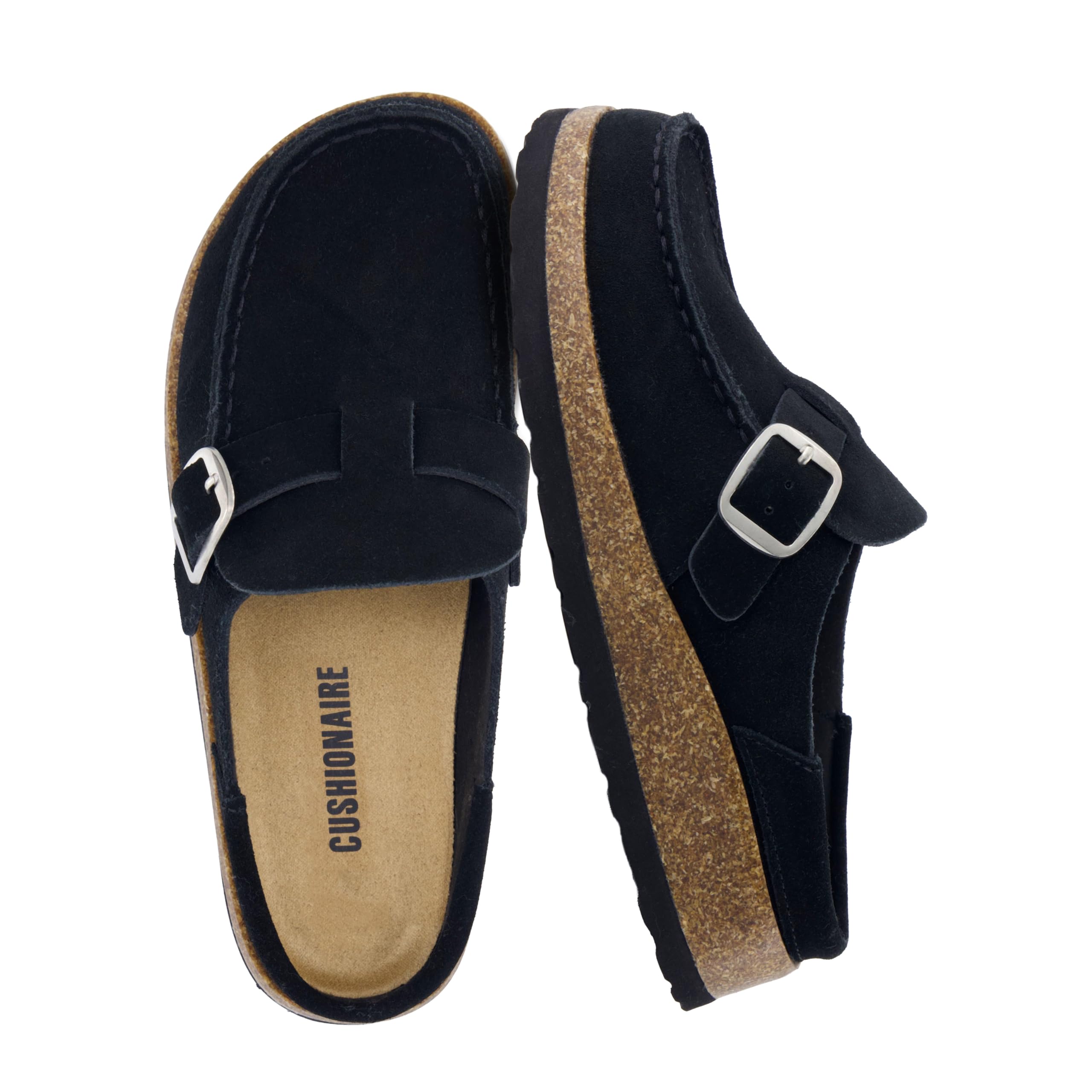 CUSHIONAIRE Hobby Women's Clog with Cork Footbed in Real Leather with + Comfort