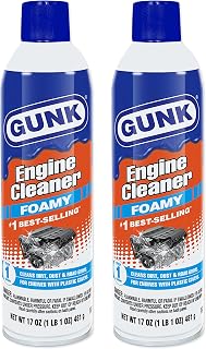 Gunk Engine Cleaner – Foamy Spray for Engines with Plastic Covers – Expanding Foam Quickly Removes Grease, Oil, Dirt &amp; Road Grime - Clings to Surfaces for Easy Rinse – 17 oz. (Case of 2)
