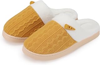 Ladies Warm Cotton Slippers with Memory Foam and Soft Terry Lining